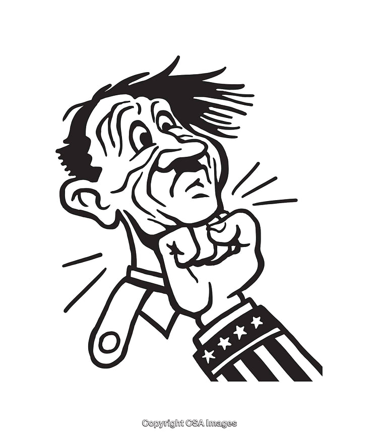 Retro Black and White Illustration of a Punch Depicting Symbolism