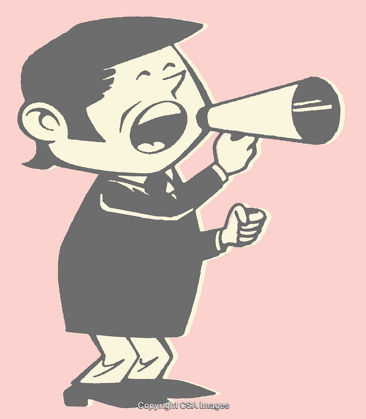 Illustration of a Man with a Megaphone on Pastel Background
