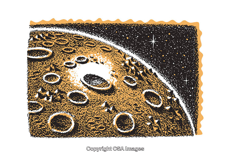 Stylized Illustration of a Moon Surface with Craters and Starry Space Backdrop