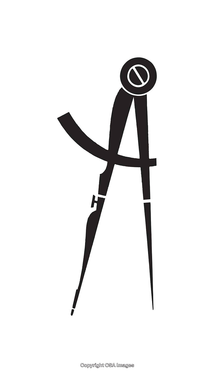 Black and White Geometric Compass Design Icon with Minimalist Appeal