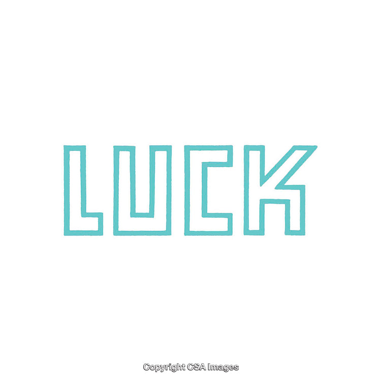 Minimalistic Turquoise Word Art Featuring the Word 'Luck' on White Background