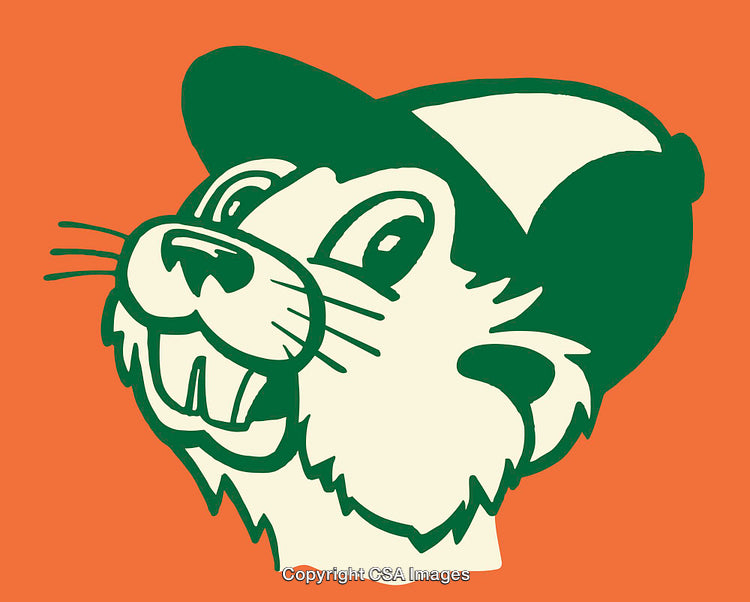 Cute Cartoon Beaver Line Art Illustration with Bright Orange Background