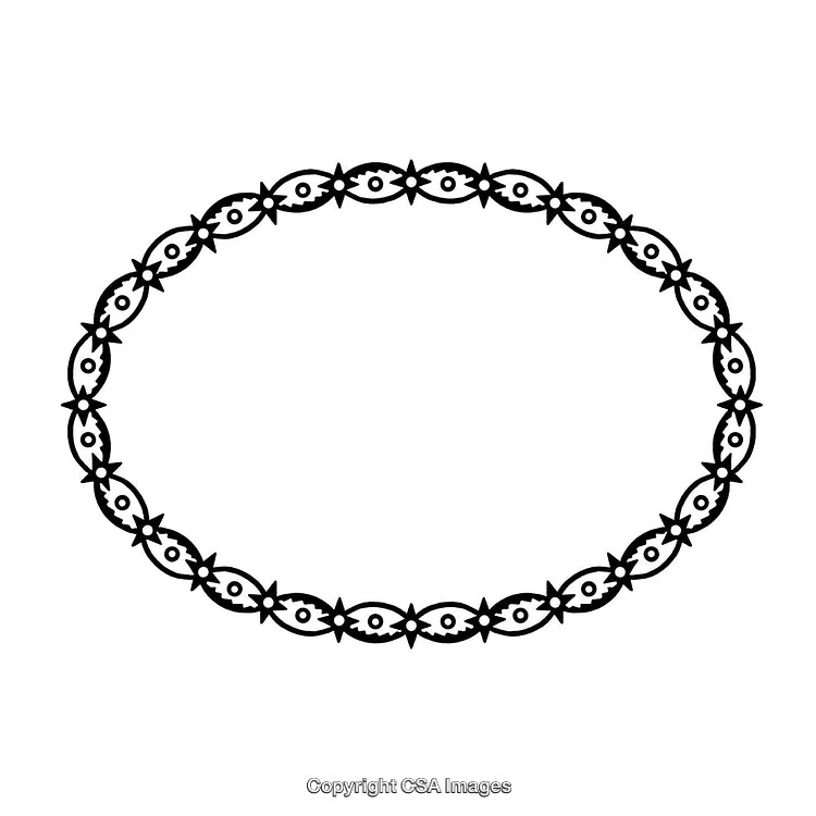 Elegant Black and White Border Featuring Oval and Star Motifs