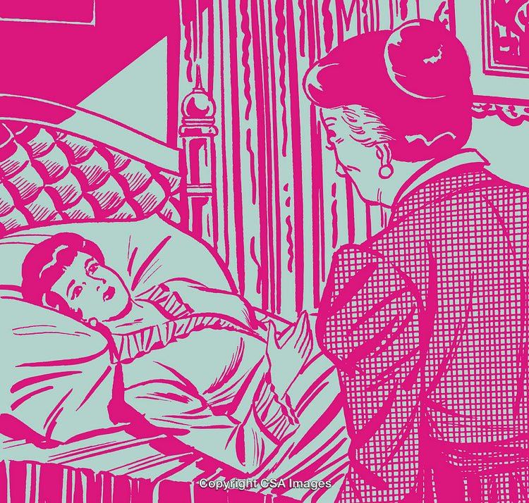 Vintage Illustration of Two Women in a Retro Art Style