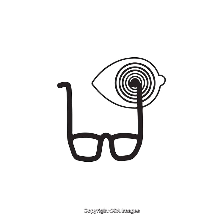 Minimalistic Line Art Illustration of Glasses With a Surreal Eye Design