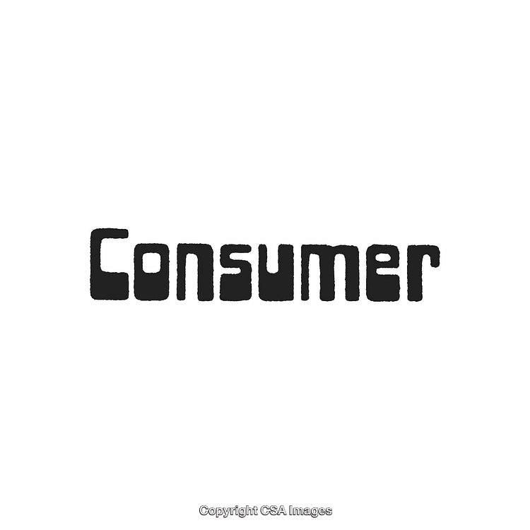 Text Display in Retro Font Featuring the Word 'Consumer' on White Background