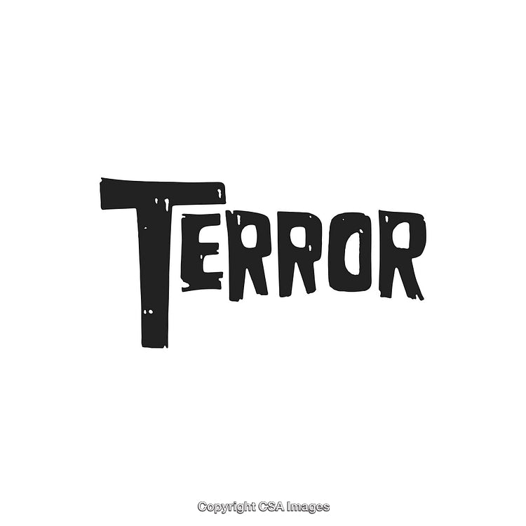 Bold Handwritten 'Terror' Text in Grungy Design on White Background