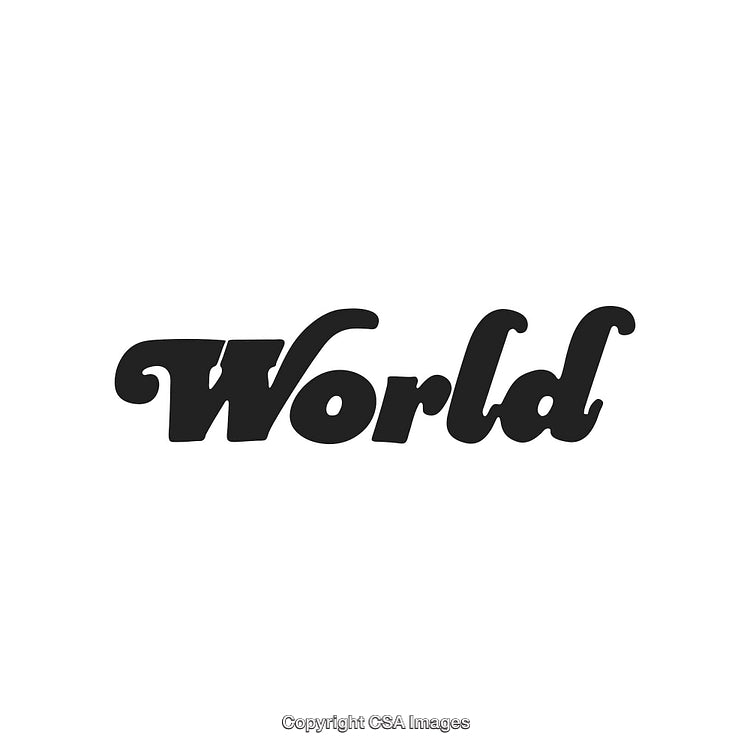 Stylized Text Illustration Featuring the Word 'World' in Black Bold Font