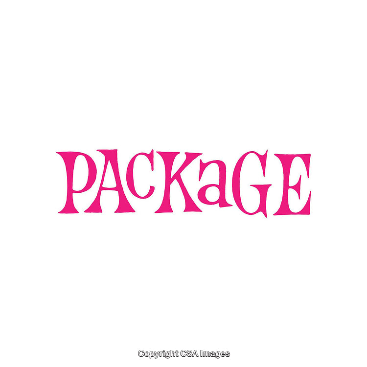 Bold Pink Text Reading 'Package' on White Background