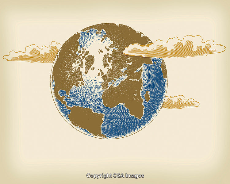 Illustrative Globe With Clouds Depicting Earth and Global Connectivity