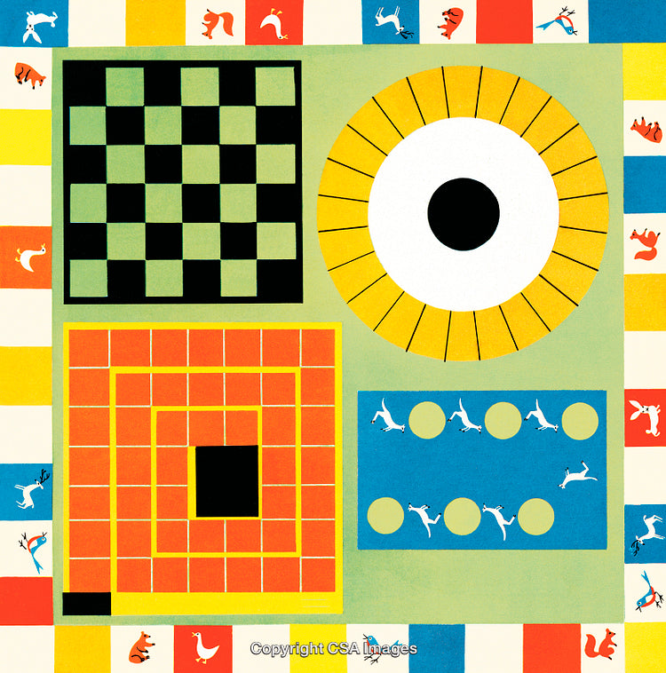 Vibrant Abstract Art with Geometric Patterns and Animal Silhouettes