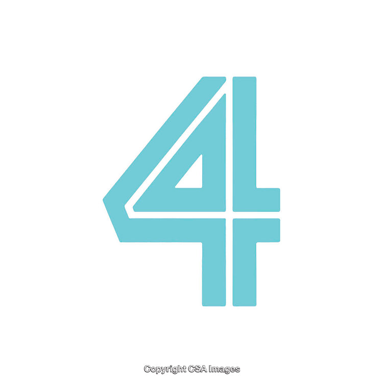 Minimalistic Light Blue Number Four on a White Background