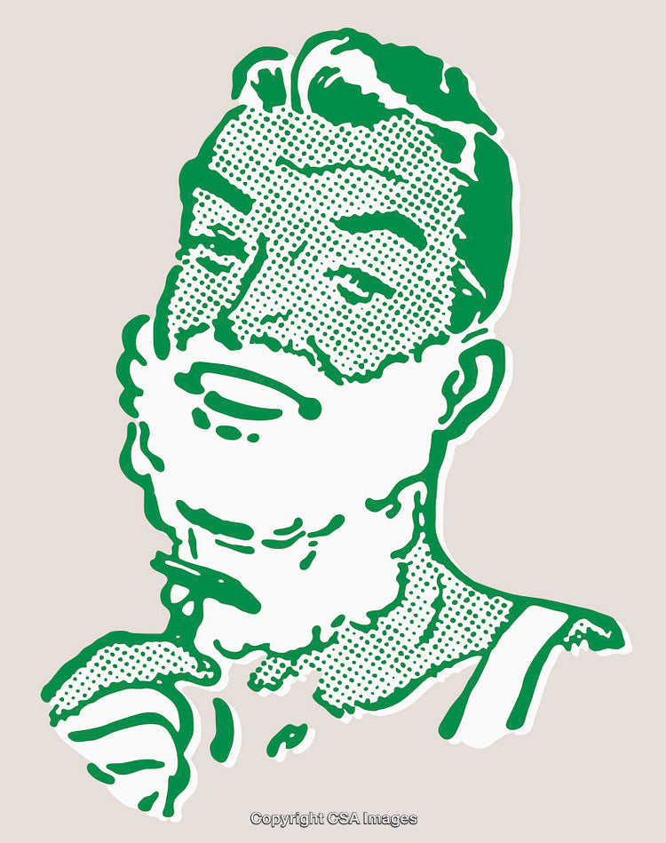 Retro-Style Line Art Illustrating Shaving in Green Color Scheme
