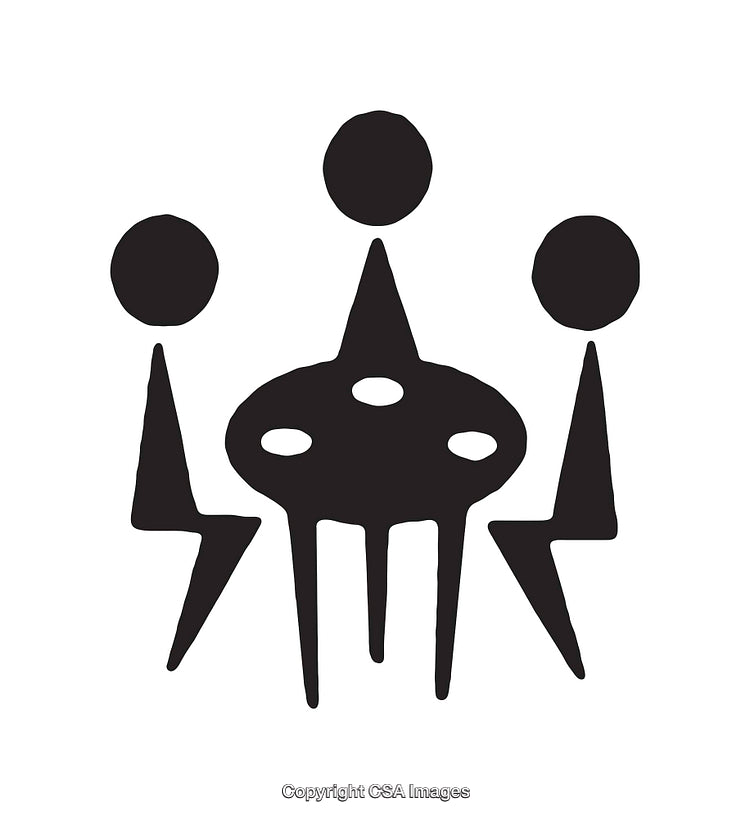Minimalist Black and White Icon Representing a Group Discussion