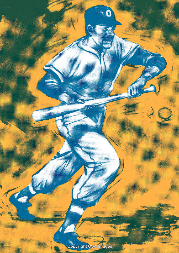 Vintage Styled Baseball Player Illustration Portraying Dynamic Sports Action