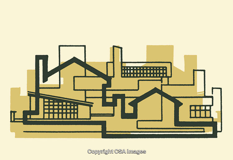 Abstract Line Art Illustration of Modern Building Structures