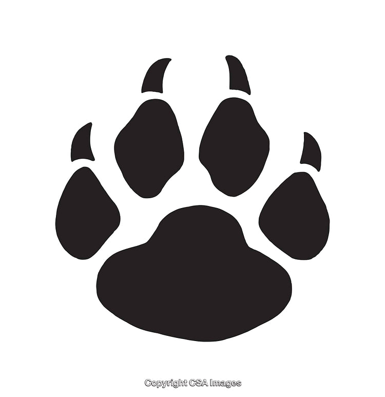 Black and White Illustration of a Crisp Paw Print Design
