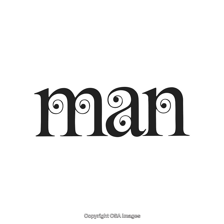 Elegant Typography Design Featuring the Word 'Man' With Artistic Flourishes