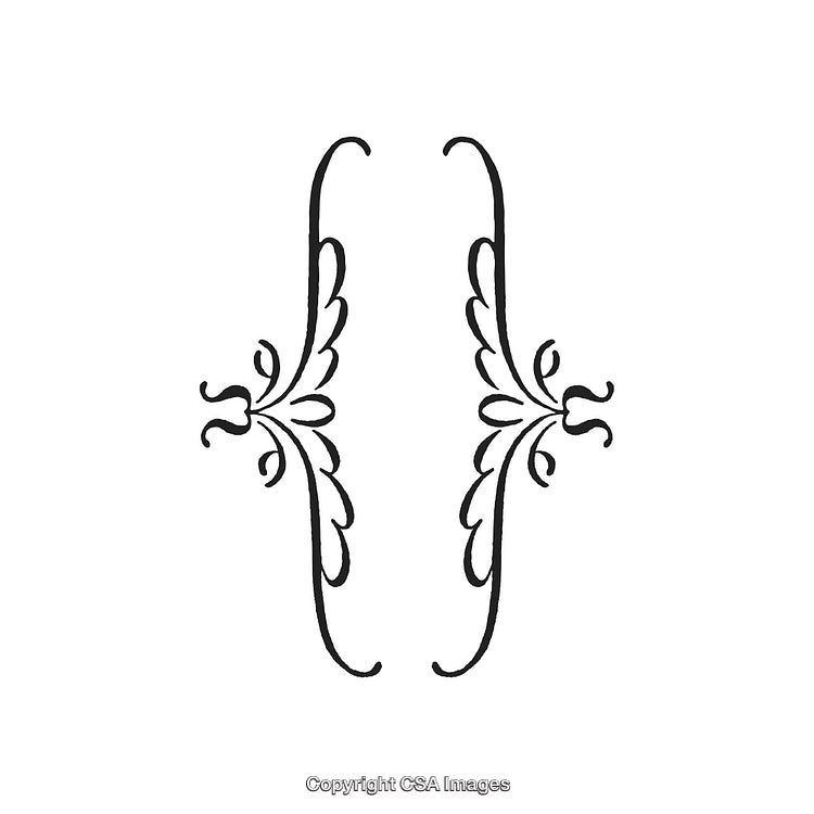 Intricate Black and White Decorative Ornament Design with Curved Patterns
