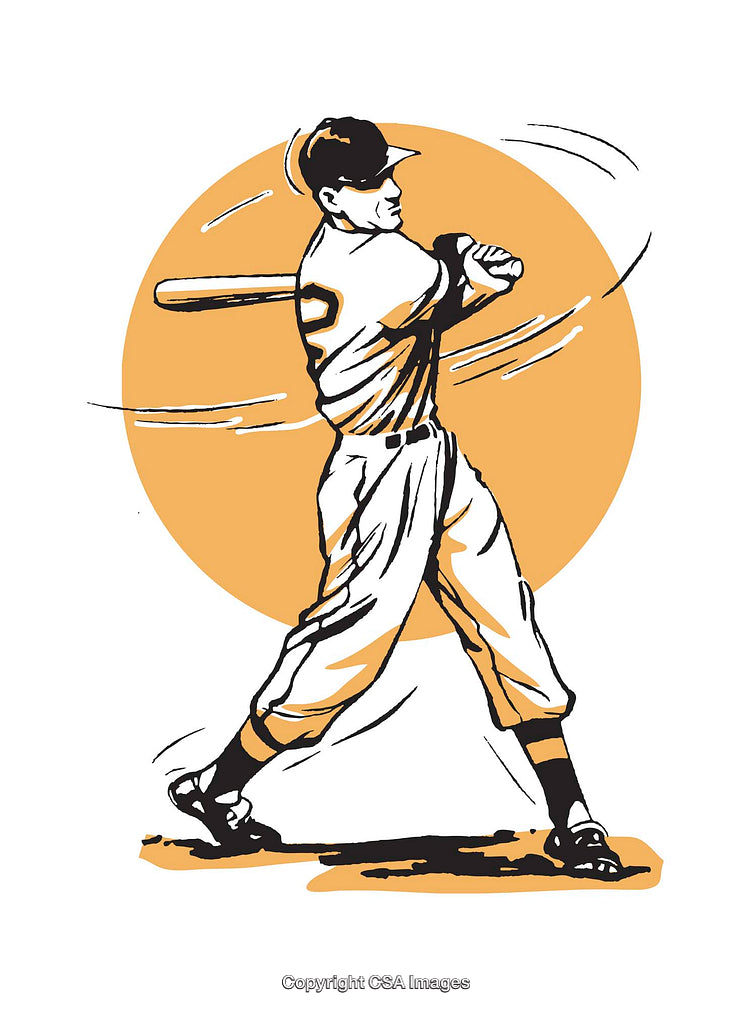 Dynamic Illustration of a Baseball Player Swinging the Bat