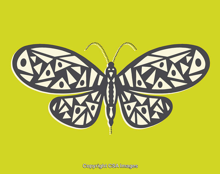Abstract Geometric Butterfly Illustration on a Vibrant Green Background