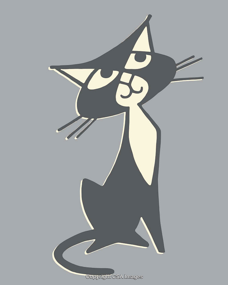 Abstract Minimalist Illustration of a Cat with Geometric Features