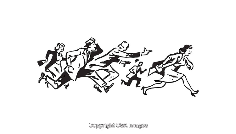 Retro Style Illustration of People Running in Motion