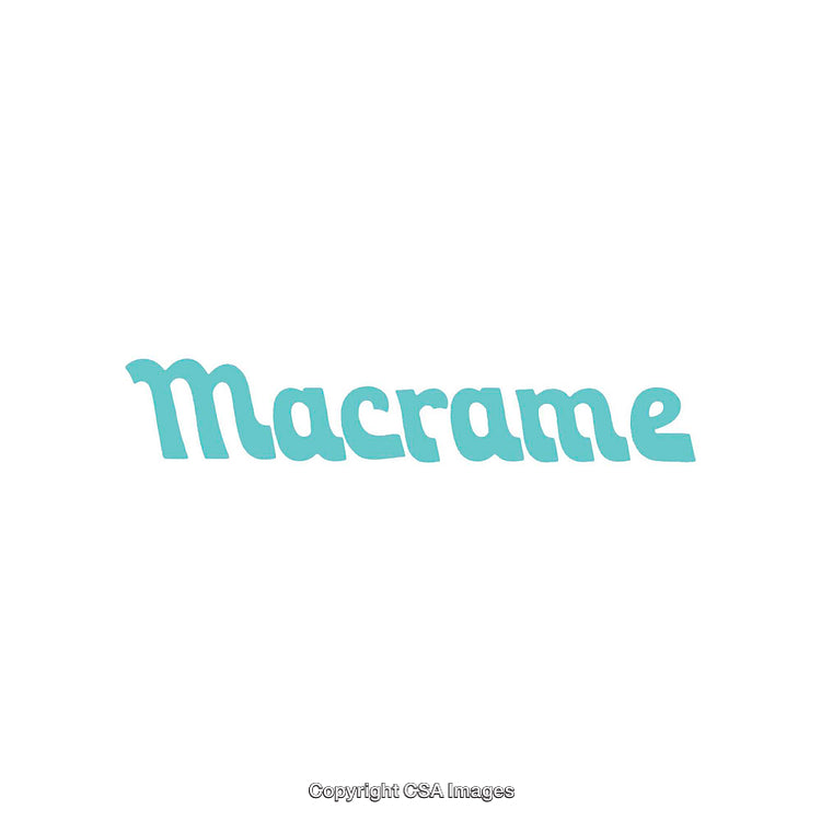 Macrame Text in Blue Font Isolated on a White Background