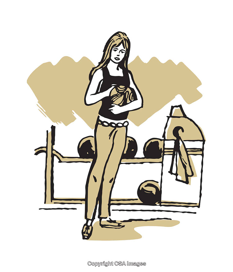 Stylized Illustration of a Woman in a Fitness Environment