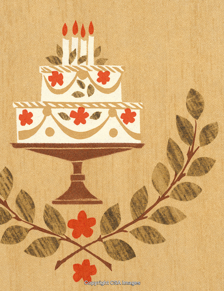 Retro Style Cake Illustration on a Vintage Textured Background