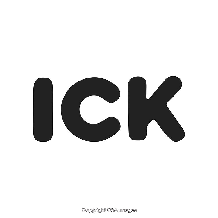 Playful Black Text 'ICK' on a Clean White Background