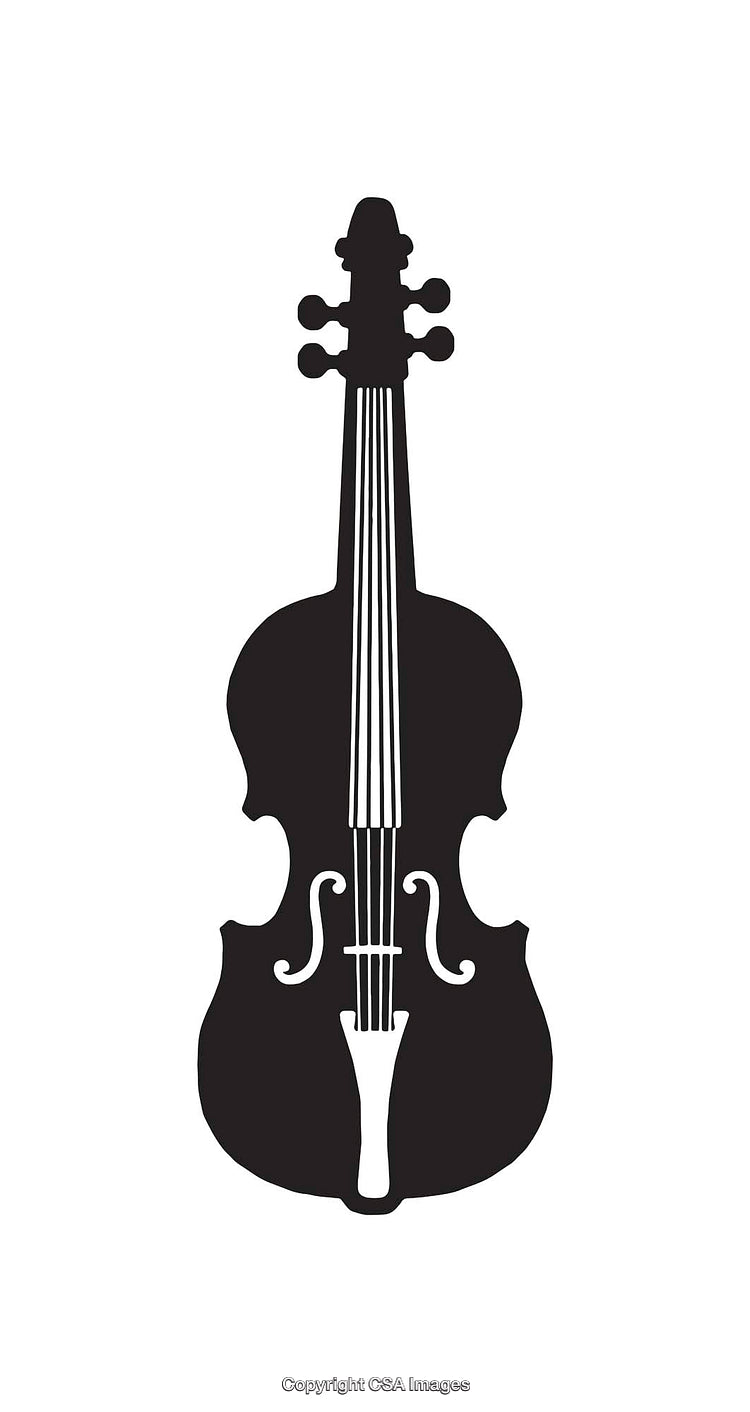Black and White Silhouette of a Classical Violin Instrument