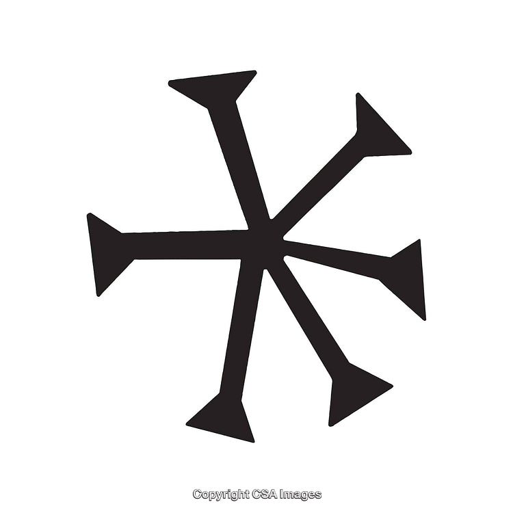 Abstract Six-Armed Symbol in Black Isolated on White Background