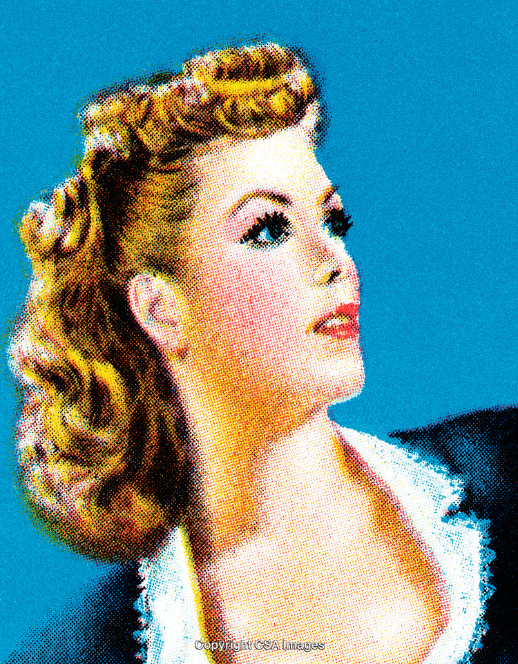 Vintage Style Illustration of a Woman with Retro Hairstyle