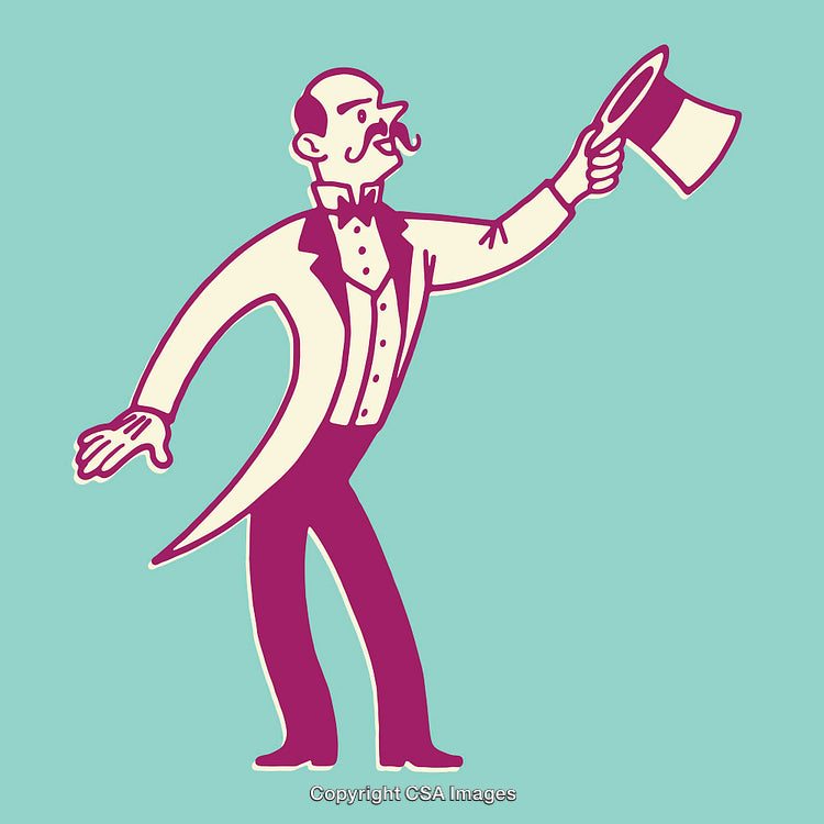 Vintage Line Art of Gentleman Tipping Hat in Elegant Pose