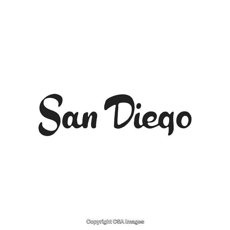Elegant Black San Diego Typography Design on White Background