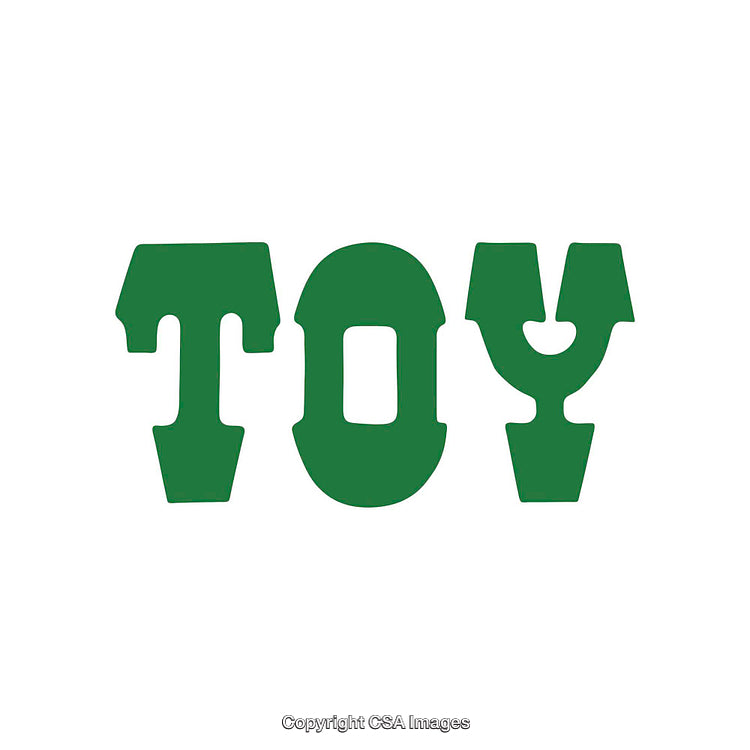 Bold Green Lettered Design Spelling 'TOY' on a White Background