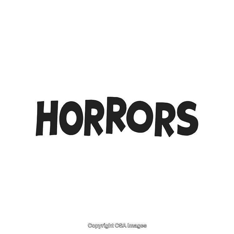 Horrors Text in Bold Black Font on White Background