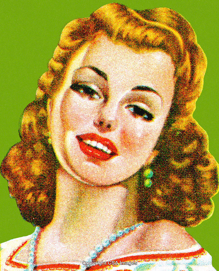 Retro-Styled Portrait of a Smiling Woman with Blonde Hair