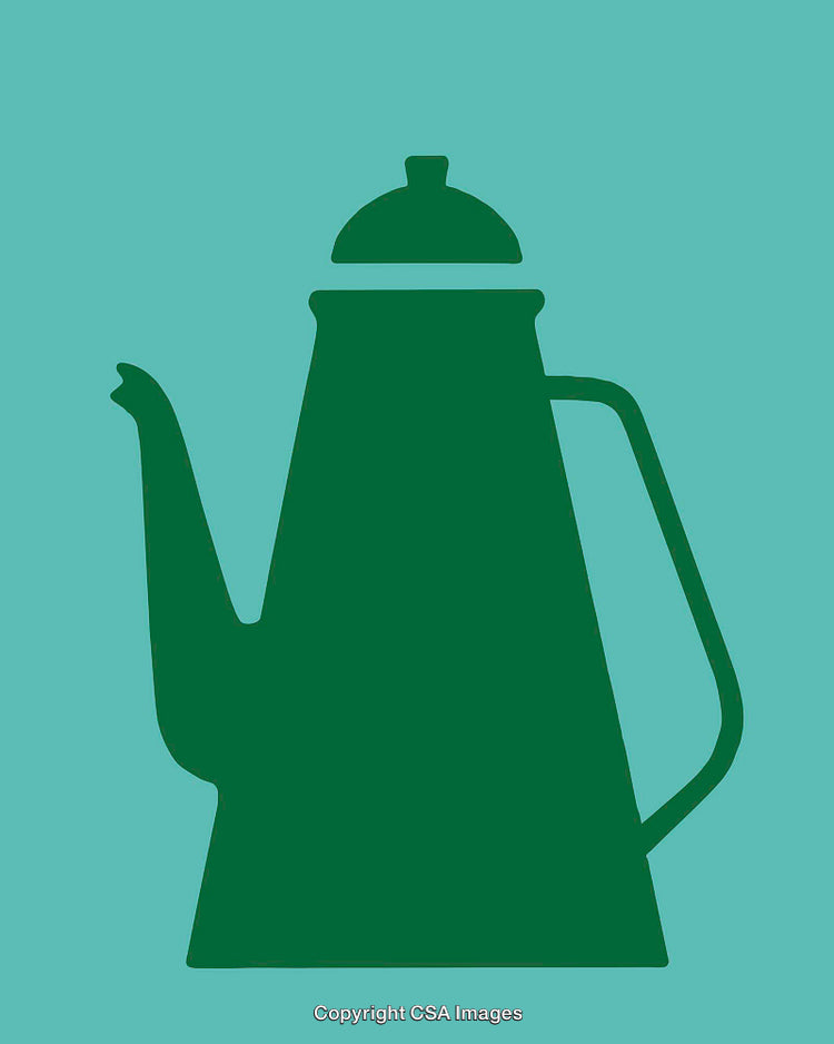 Minimalist Green Teapot Silhouette on a Turquoise Background