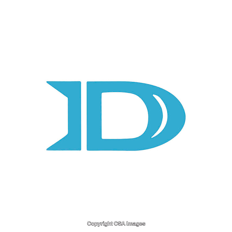 Blue Stylized Depiction of the Letter D on White Background