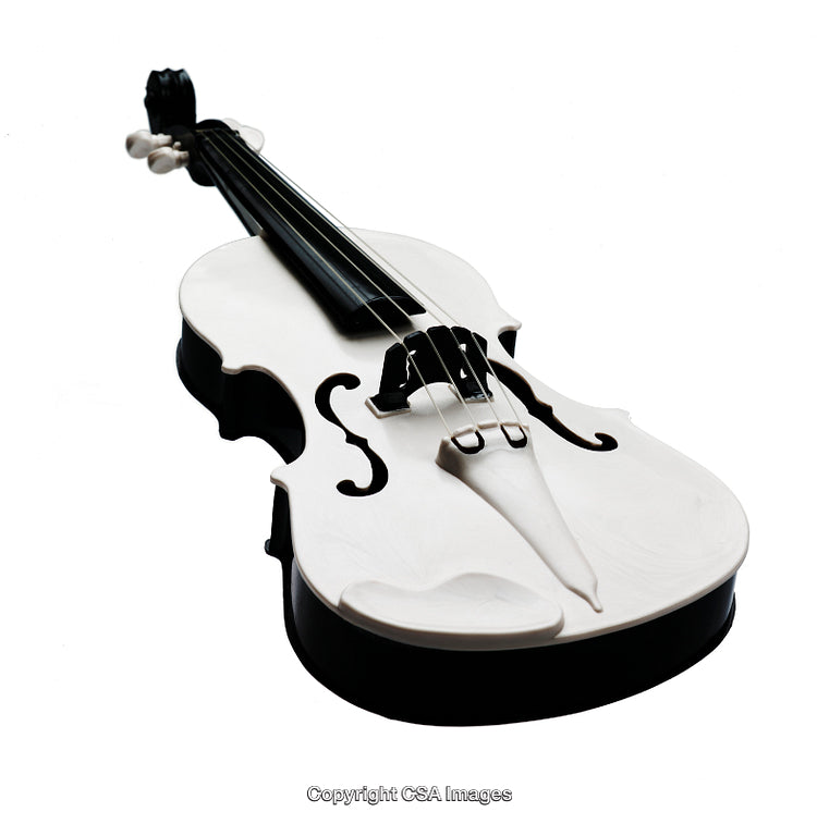 Elegant White Replica Violin Toy Isolated on White Background