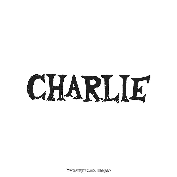 Vintage Grunge Typography Text Design Featuring the Name Charlie in Black