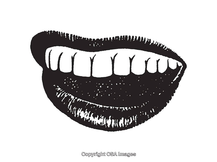 Black and White Line Art Illustration of A Smiling Mouth