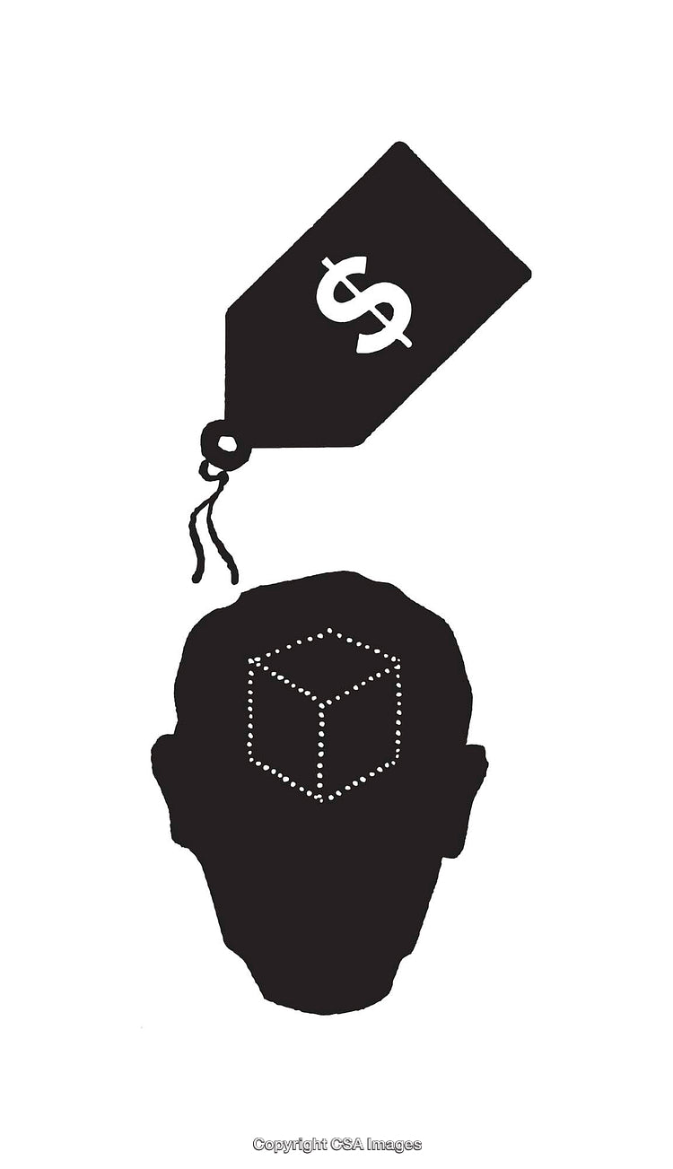 Minimalist Illustration Depicting Thought Value and Economic Concepts