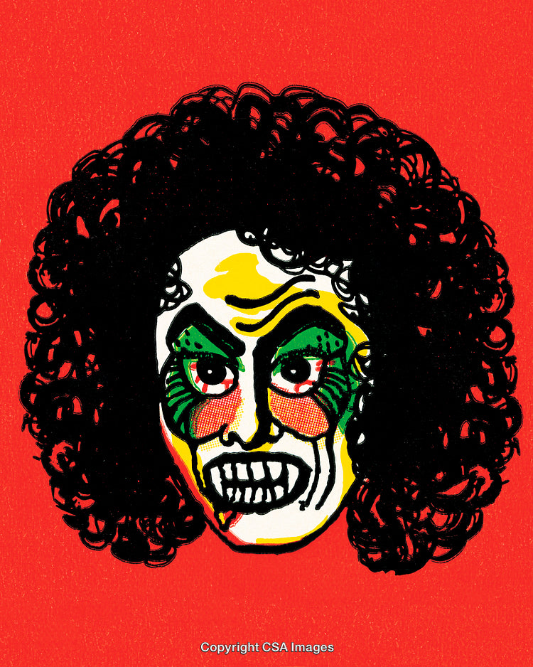 Abstract Illustration of a Colorful Facial Expression on Red Background