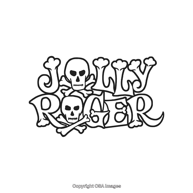 Jolly Roger Text with Skull and Crossbones in Pirate Typography Design