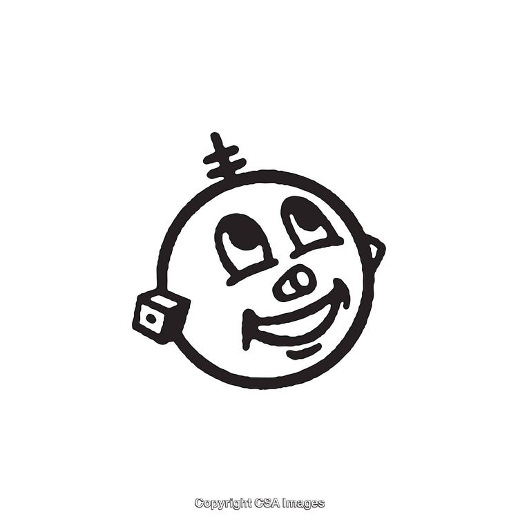 Playful Black and White Line Art Character Illustration