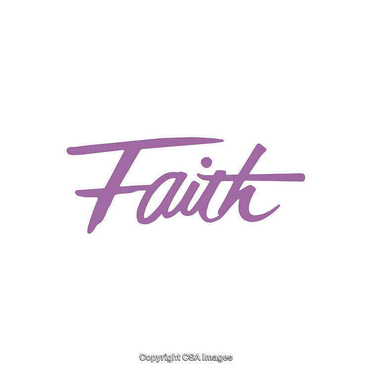 Purple Cursive Typography Featuring the Word 'Faith' on White Background
