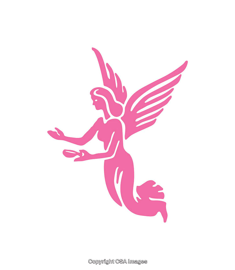 Pink Silhouette of Angelic Figure with Wings Extending Gracefully